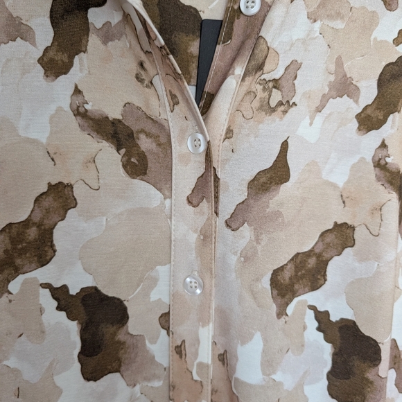 Yest Sand Giorgia Cream Tan Collared Button Down Shirt Dress Size Small 6 - Picture 4 of 14